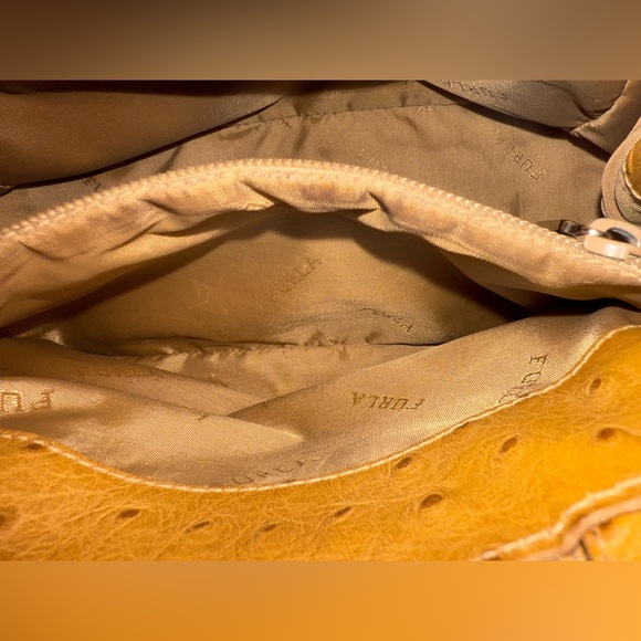 Furla Vintage Ostrich Embossed Leather Two Way Bag (EUC) and Dustbag - Picture 10 of 16